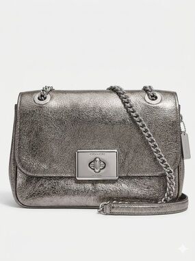 Coach Metallic Shoulder Bag in Silver Pewter